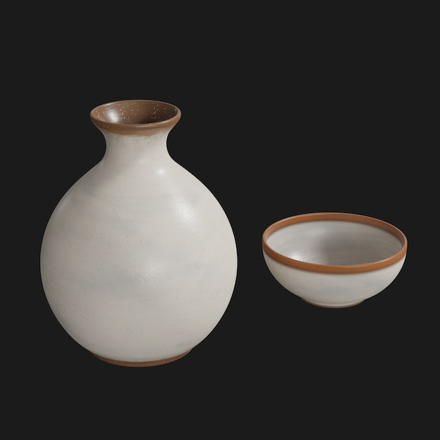 Ceramic Sake Set 002 3D Model