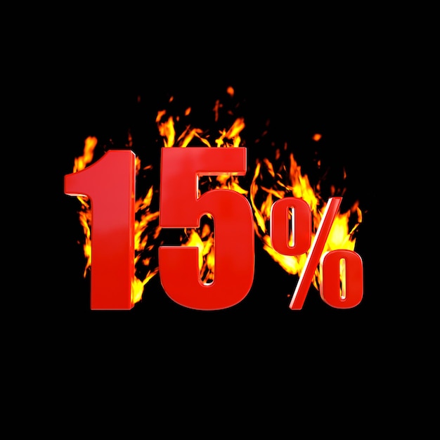 Free Photo 15 percent with hot fire