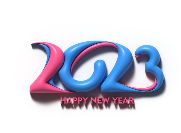 Free photo 2023 happy new year 3d text typography design element flyer poster wallpaper background.