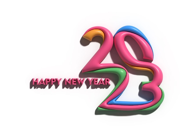 2023 Happy New Year 3D Text Typography Design Element