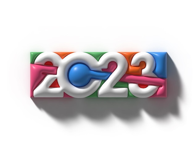 2023 Happy New Year 3D Text Typography Design Element