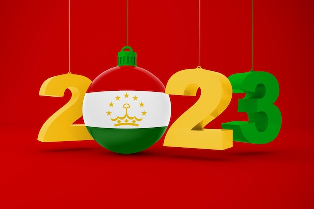 Free photo 2023 year with tajikistan flag