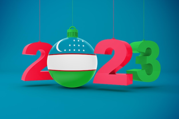 Free photo 2023 year with uzbekistan flag