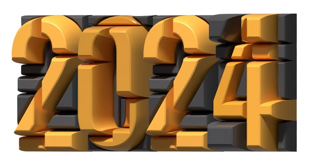 Free Photo 2024 alphabet number 3d render isometric abstract composition shapes