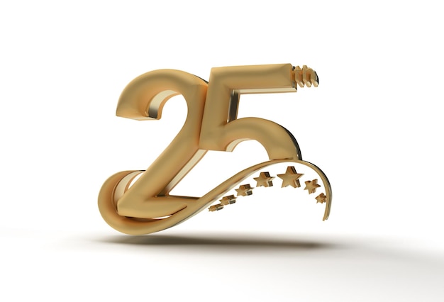 Free photo 25th years anniversary celebration 3d render illustration design.