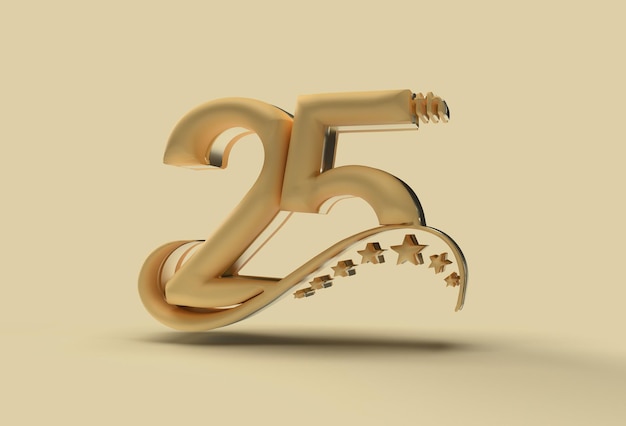 Free Photo 25th years anniversary celebration 3d render illustration design.