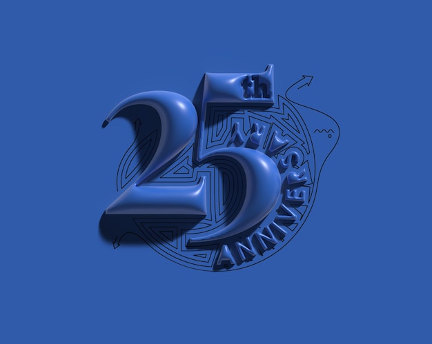 25th Years Anniversary Celebration 3d Render.