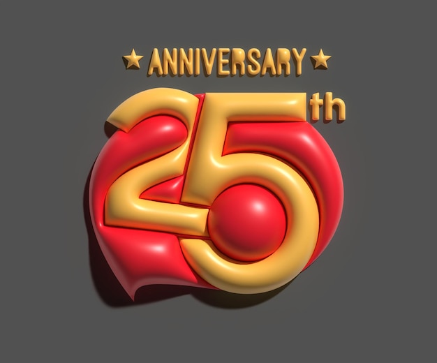 Free photo 25th years anniversary celebration 3d render.