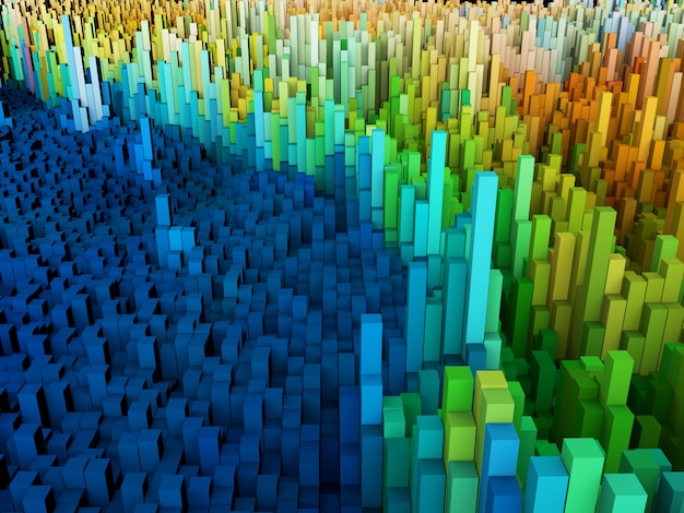 3D abstract background of colourful cubes