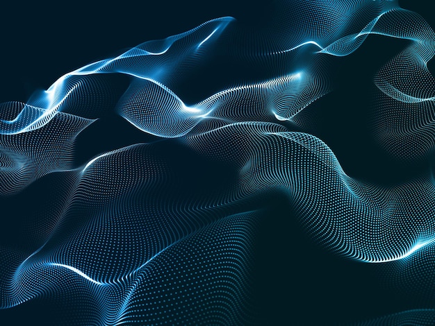 3D abstract background of flowing cyber particles