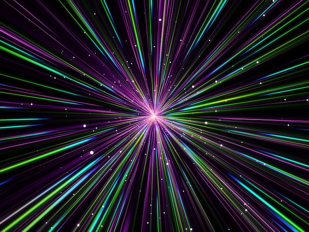 3D abstract background with hyperspace zoom effect