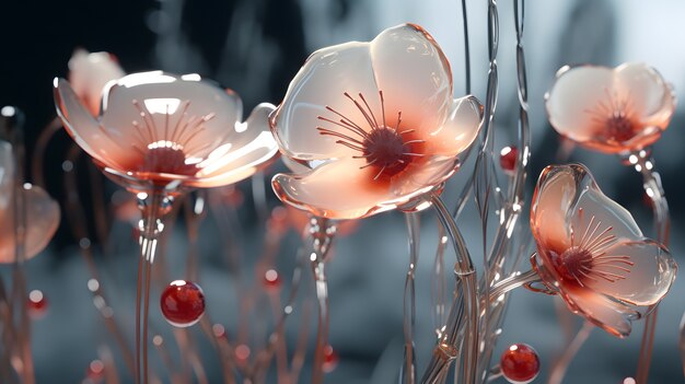 3d abstract beautiful flowers