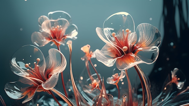 Free photo 3d abstract beautiful flowers