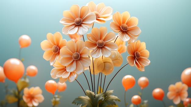 Free photo 3d abstract beautiful flowers