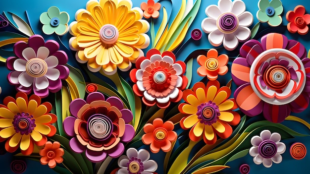 3d abstract beautiful flowers