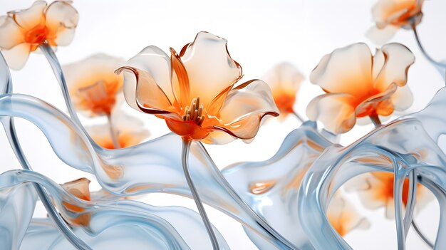 3d abstract beautiful flowers