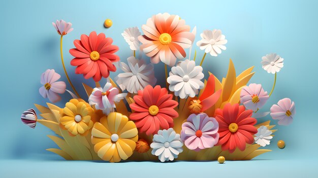 3d abstract beautiful flowers