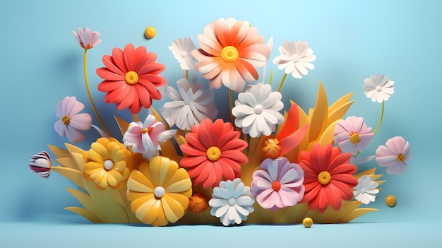 3d abstract beautiful flowers