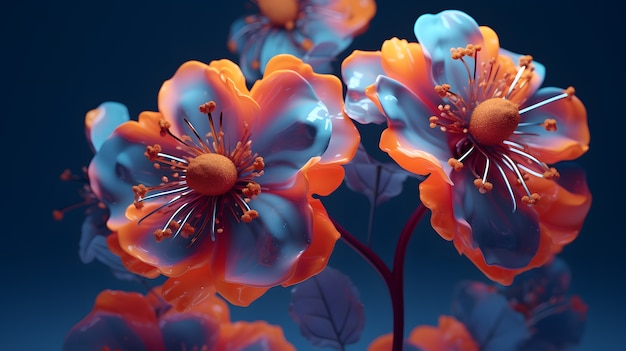 Free photo 3d abstract beautiful flowers