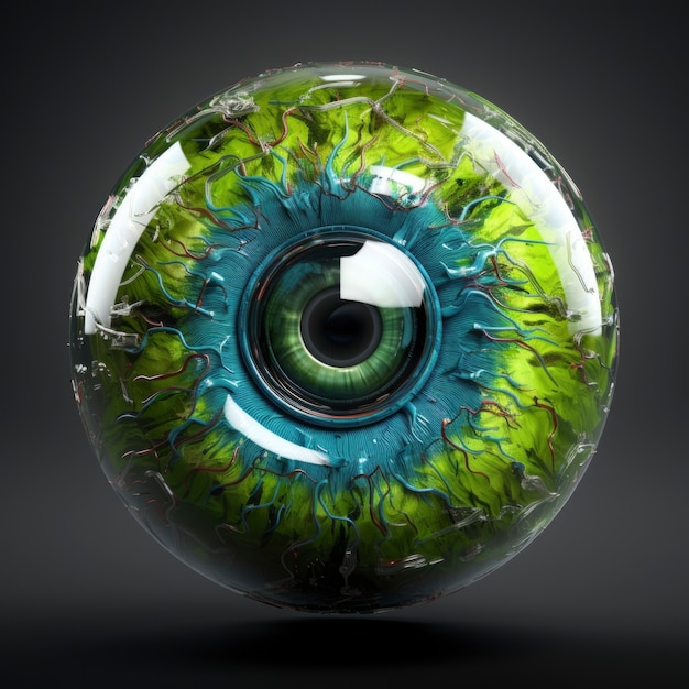 Free Photo 3d abstract creative sphere with eye effect