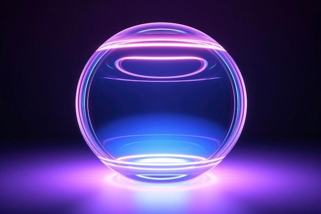 Free photo 3d abstract creative sphere with neon light