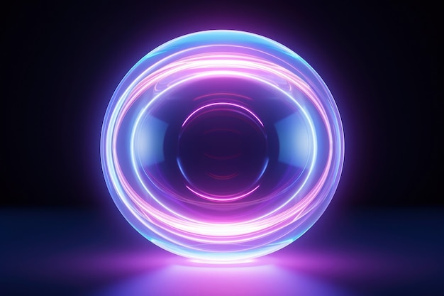 3d abstract creative sphere with neon light