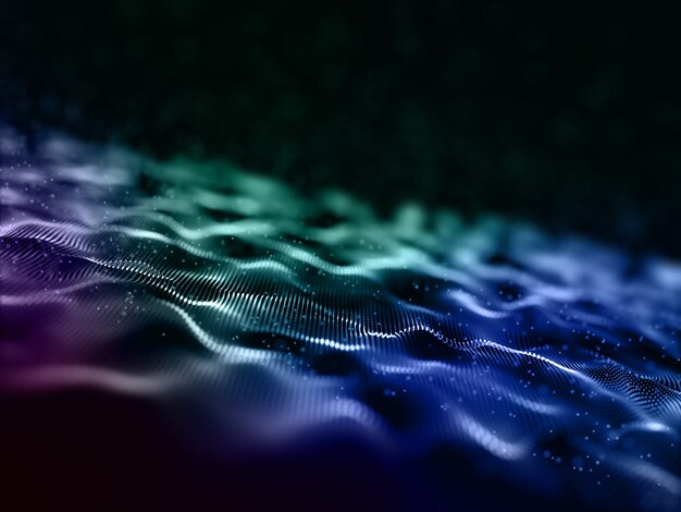 3D abstract digital particle waves design background