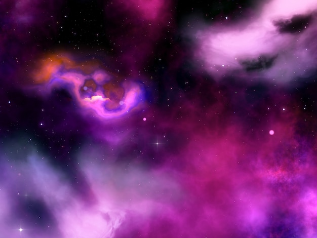 Free photo 3d abstract night sky with nebula and stars