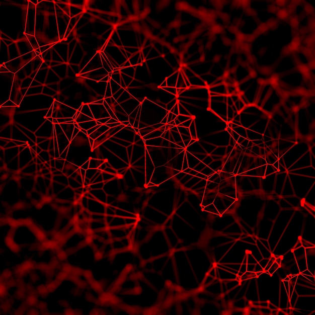 Free photo 3d abstract techno background with connecting lines and dots