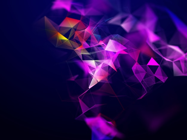 Free photo 3d abstract techno background with low poly plexus design