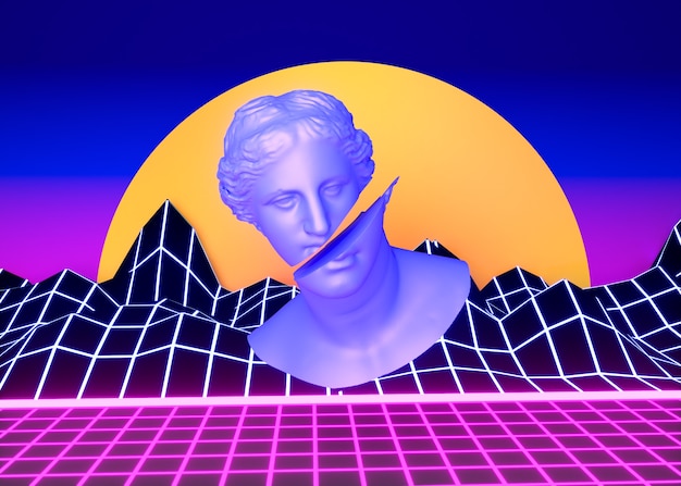 Free Photo 3d aesthetics with shapes in vaporwave style