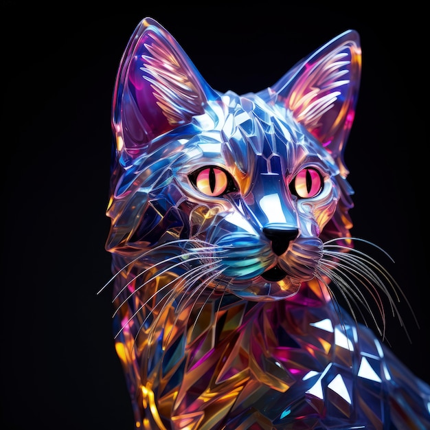 Free Photo 3d animal shape glowing with bright holographic colors