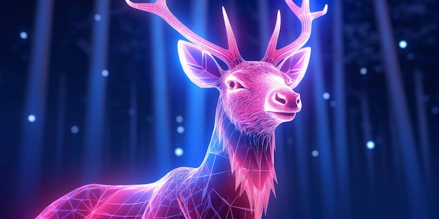 Free Photo 3d animal shape glowing with bright holographic colors