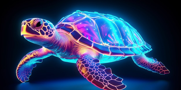 Free Photo 3d animal shape glowing with bright holographic colors