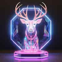 Free photo 3d animal shape glowing with bright holographic colors