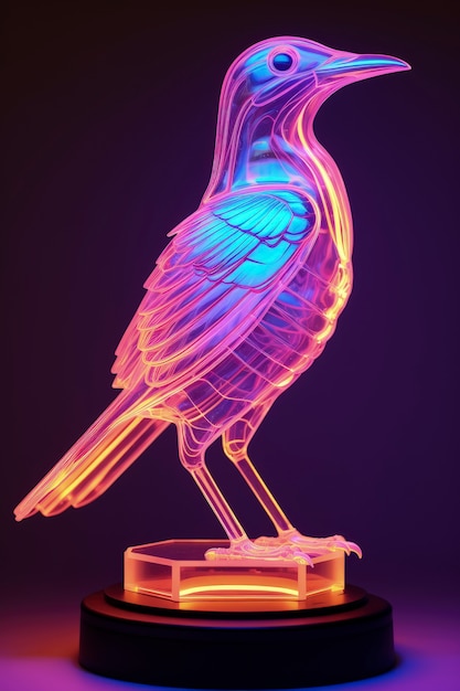 Free photo 3d animal shape glowing with bright holographic colors