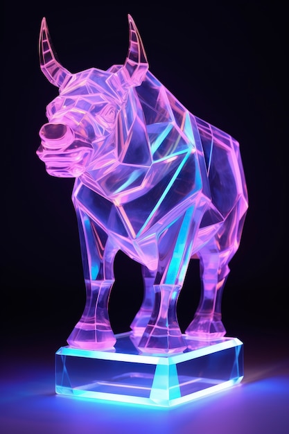 3d animal shape glowing with bright holographic colors