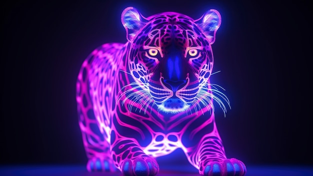 Free photo 3d animal shape glowing with bright holographic colors