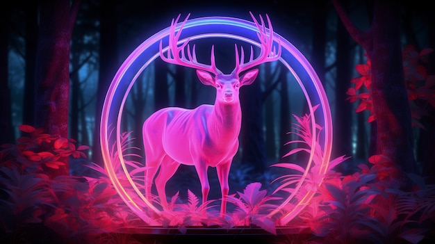 Free Photo 3d animal shape glowing with bright holographic colors