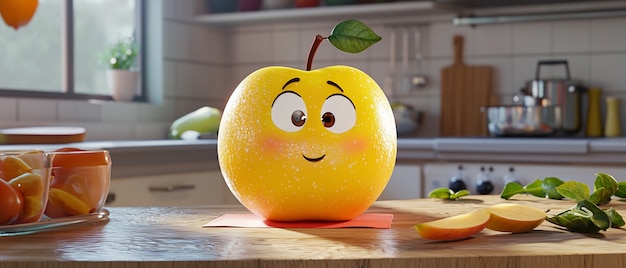 Free photo 3d apple illustration