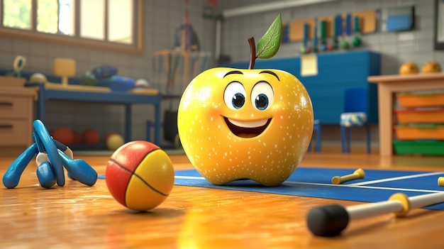 Free photo 3d apple illustration