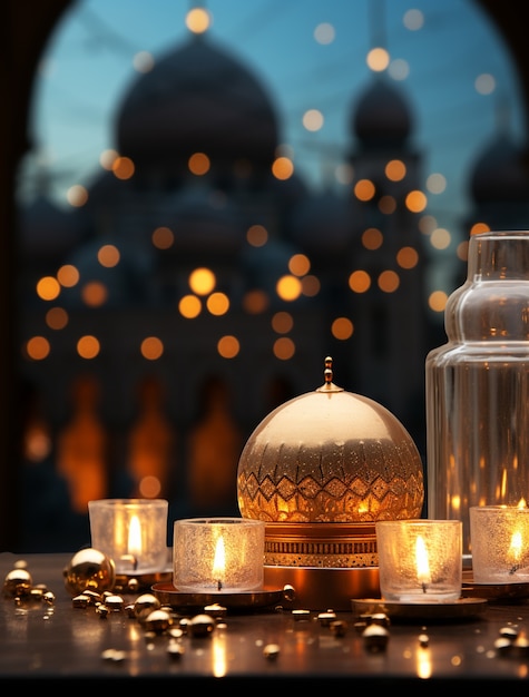 Free Photo 3d arabic lanterns for islamic ramadan celebration