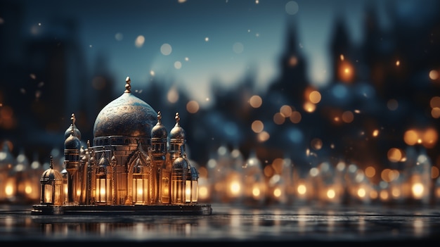 Free Photo 3d arabic lanterns for islamic ramadan celebration