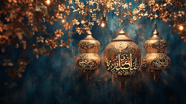 Free Photo 3d arabic lanterns for islamic ramadan celebration