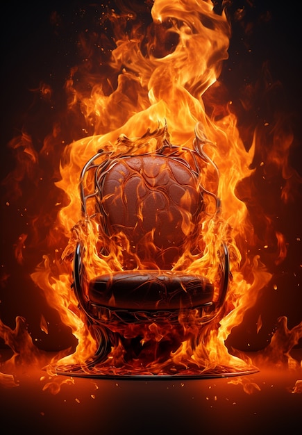 Free photo 3d armchair on fire with flames