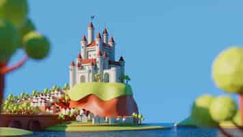 Free photo 3d background for children with castle