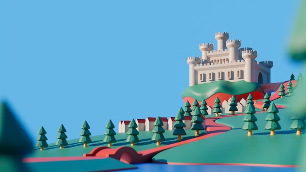 3d background for children with castle