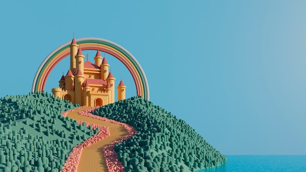 Free photo 3d background for children with castle