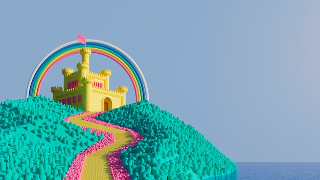 3d background for children with castle