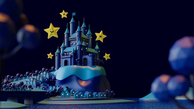 Free photo 3d background for children with castle